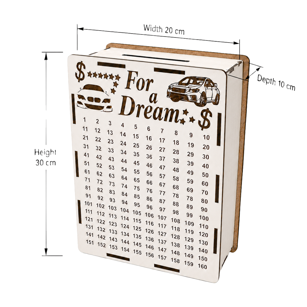 365-Day Piggy Bank - Wooden Piggy Bank