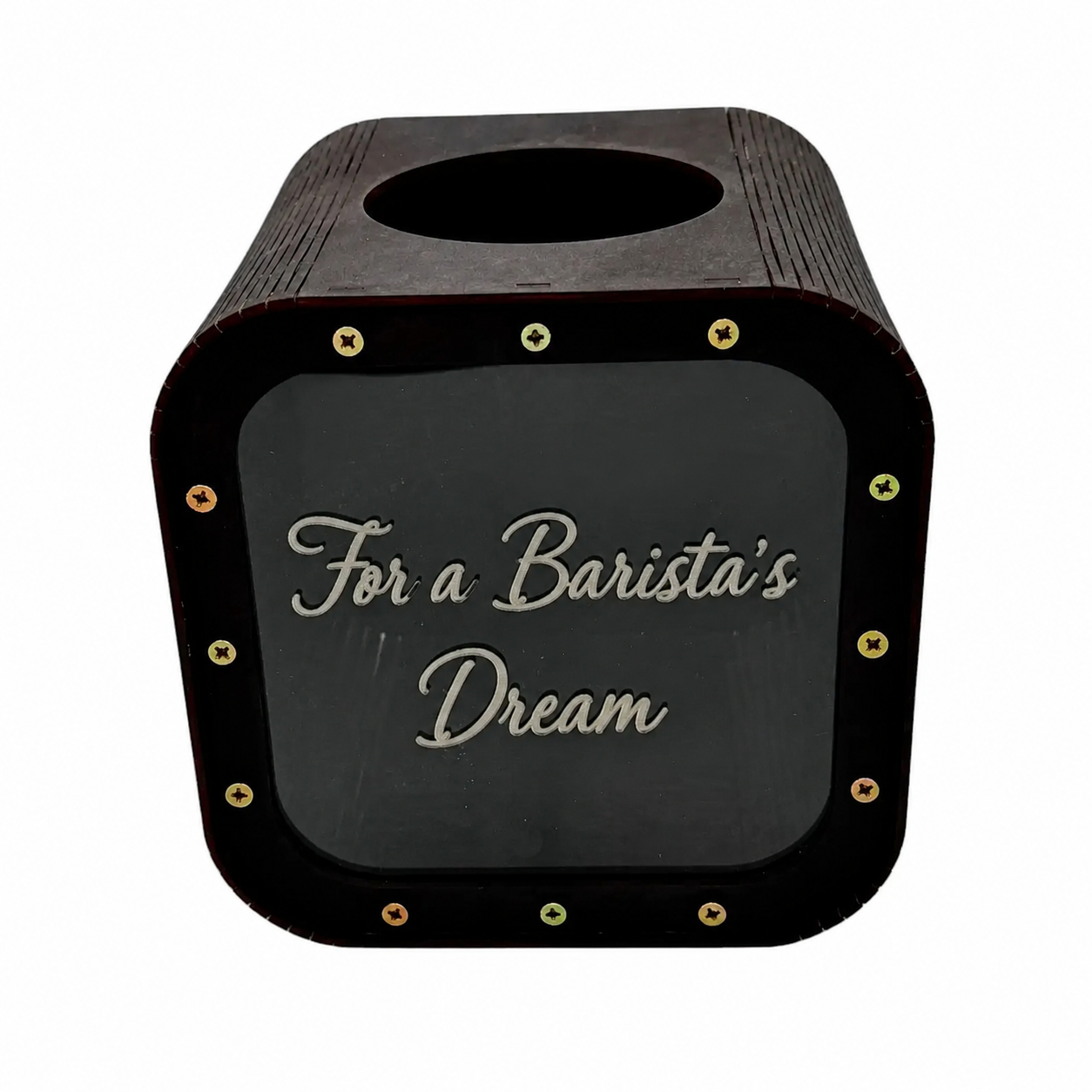 Engraved Tip Jar | Wooden Tip Collection Box, 15×15×15 cm
