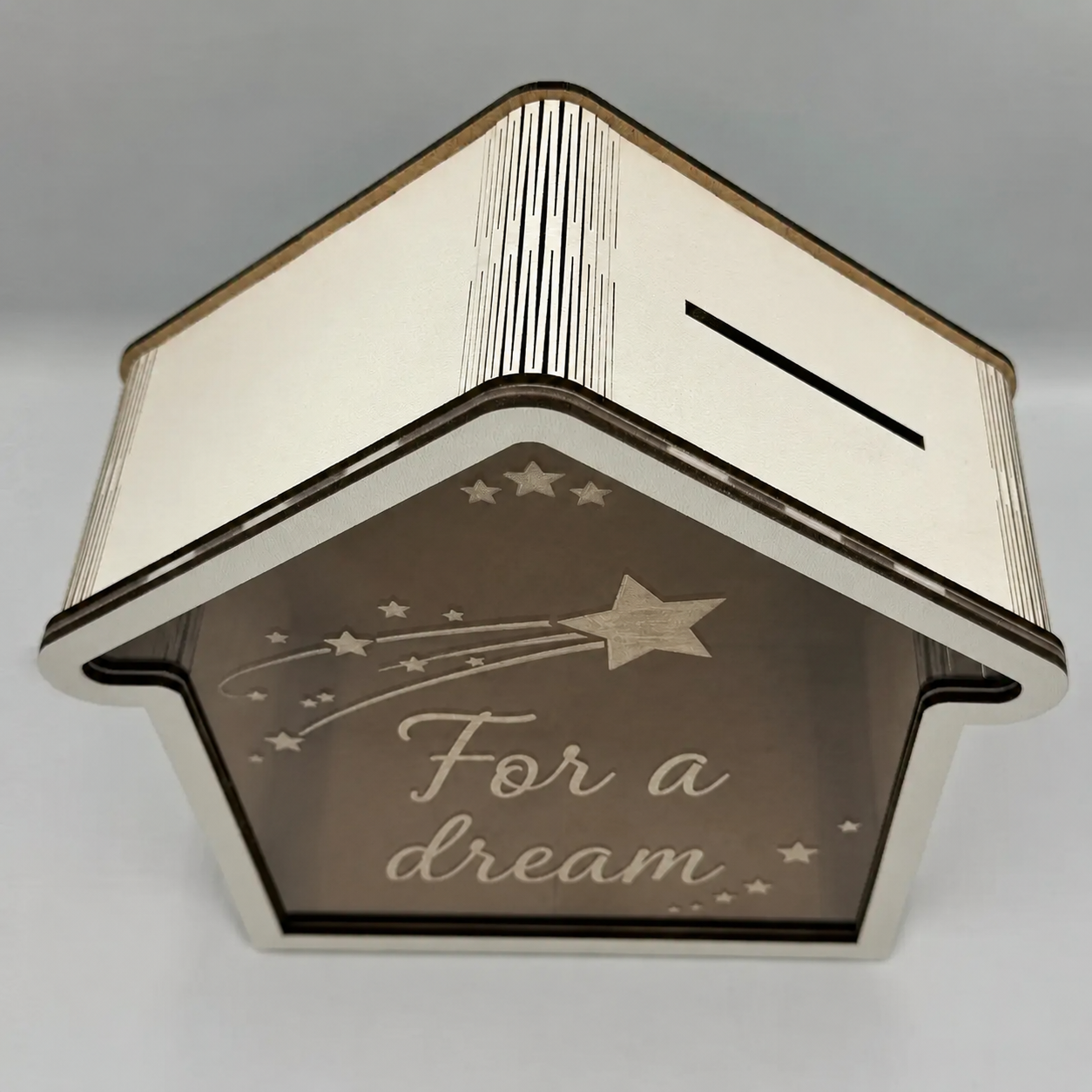 “Toward a Dream” House Piggy Bank | Wooden Money Box 23×9×22 cm