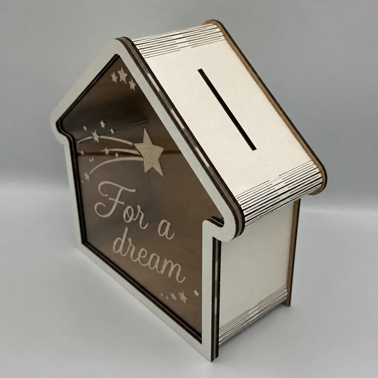 “Toward a Dream” House Piggy Bank | Wooden Money Box 23×9×22 cm