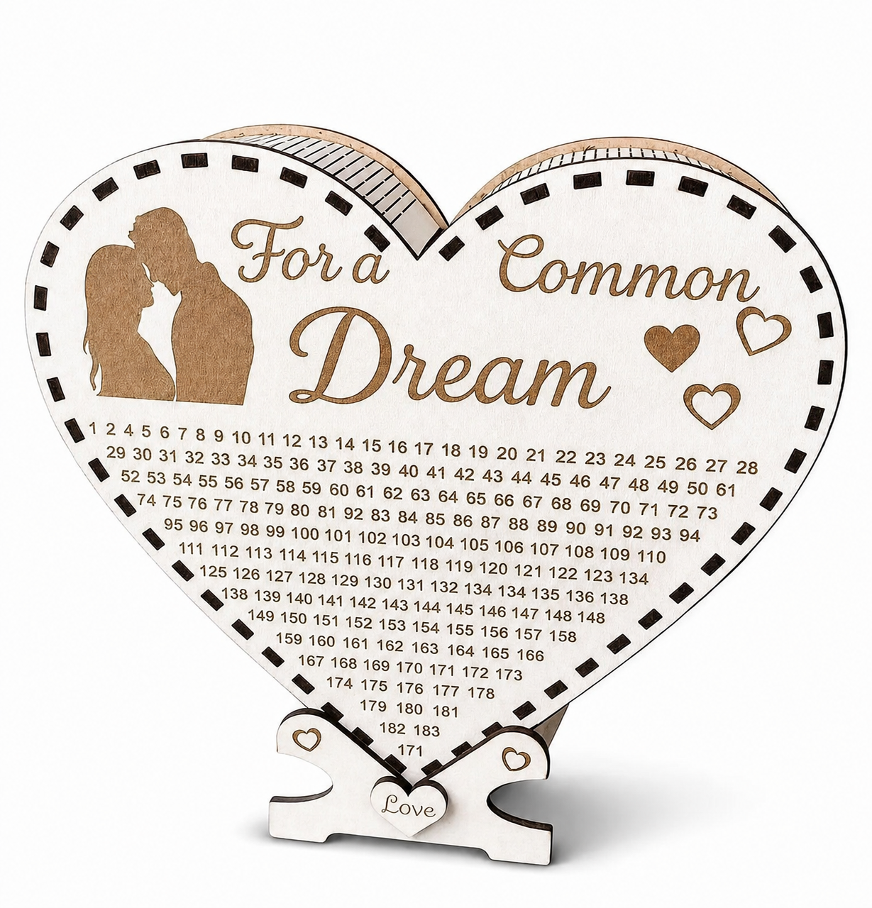 365 “Shared Dream: Heart” Piggy Bank | Wooden Piggy Bank for Couples (22×15×9 cm)