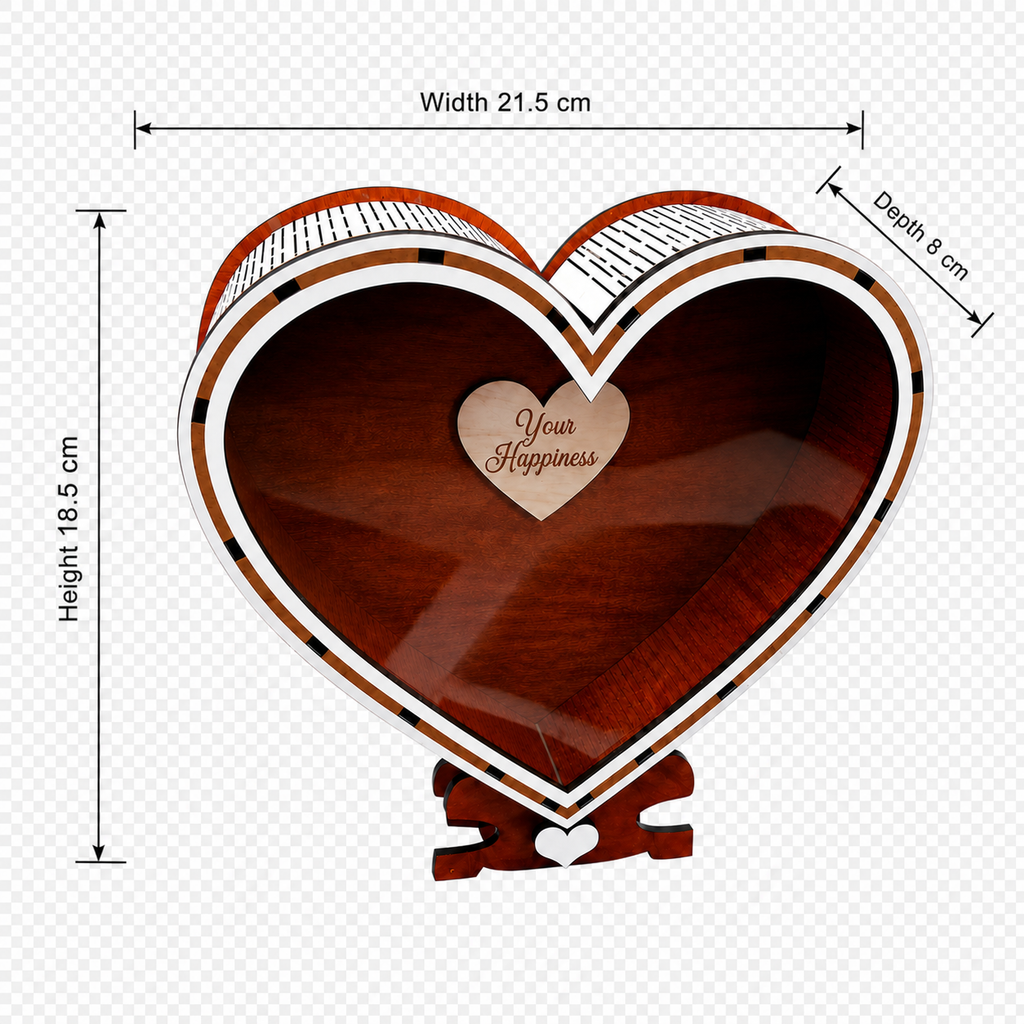 “Shared Dream” Money Box | Heart-shaped wooden box